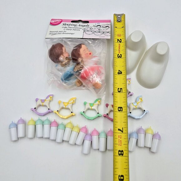 Vintage Wilton Cake Decorations Cherub Sleeping Baby Boy Girl Shower Angel Read - Picture 2 of 8